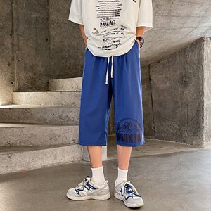 QK72255-P25冰丝七分裤男大码速干短裤男五分裤 港风图片