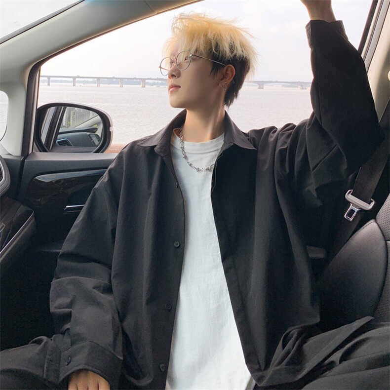 ！2025春季新款男士纯色长袖衬衣简约白衬衫CS06特P35,男装衬衫,电商B220