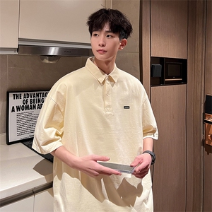 可设48小时支持抖音得物来样二开 网眼透气翻领t恤美式短袖POLO衫图片