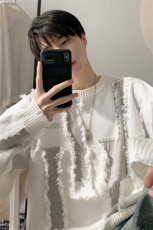 男生新款针织打底衫秋冬宽松慵懒风拼接套头毛衣XZ514-2-MY22-P88，男装T恤，星座514-2(原B239)