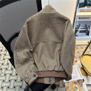 GC0768-P68美式千鸟格哈灵顿夹克男秋短款立领cleanfit老钱风外套图片