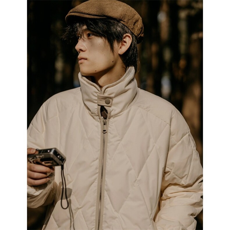 网图菱形格工装棉服户外山系宽松保暖棉衣外套A025-QY1012-P65,男装棉衣,电商A025