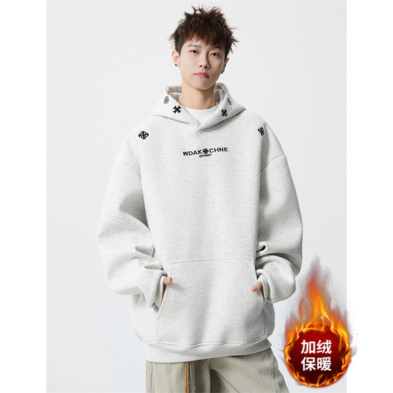 加绒卫衣男十字架刺绣连帽外套W721-特P55加绒P65控98加绒控108，女装短外套，星座209-2