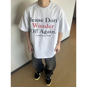 网图有货 美式街头字母印花短袖t恤男女oversize情侣上衣A551-P25图片