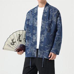 春夏新中式宽松复古牛仔道袍外套日系潮男女开衫H335/P110
