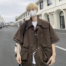 2023复古衬衫男宽松小众设计感趣味新款男装上衣外穿CS01275-P50，男装衬衫，星座308B-1