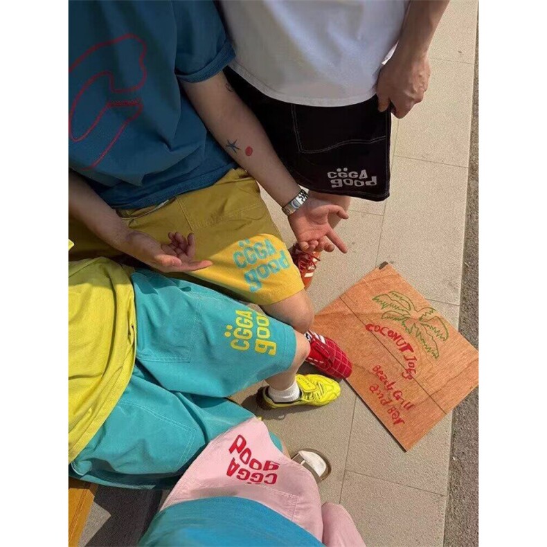 美式速干多巴胺短裤男女夏季新款潮牌百搭运动裤沙滩阔腿五分裤子,男装牛仔裤,星座506A