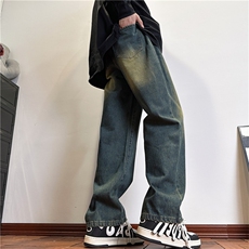 k1093-p45-控68M-5XL现货磨白渐变宽松cleanfit牛仔裤，男装牛仔裤，星座116