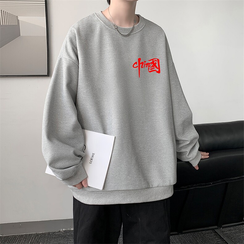 华夫格卫衣圆领卫衣男大码长袖t恤男外套HW76276-P30,男装卫衣,电商A040