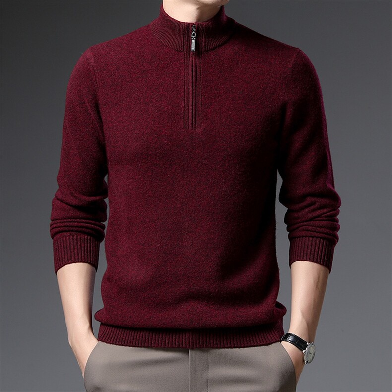 BSS6060男士2023年秋新款加厚长袖立领纯羊毛针织衫休闲P168，男装针织衫/毛衣，电商B360