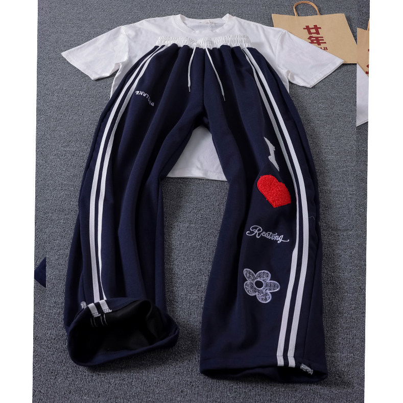 高质量现货特P45】男女宽松休闲裤三条杠卫裤XZ-610A-W03,男装休闲裤,星座610A