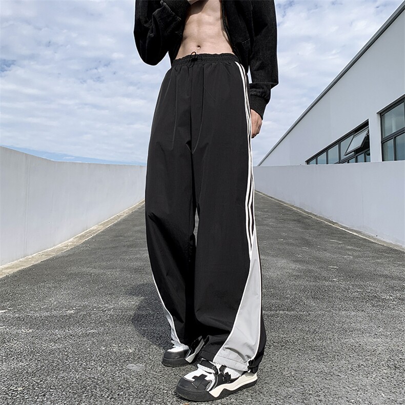 休闲裤男韩版潮流拼色高街帅气2024春夏新款ins宽松长裤K3321-P39,男装休闲裤,星座412-3