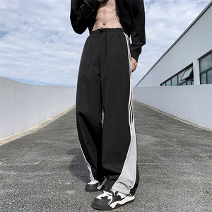 休闲裤男韩版潮流拼色高街帅气2024春夏新款ins宽松长裤K3321-P39图片