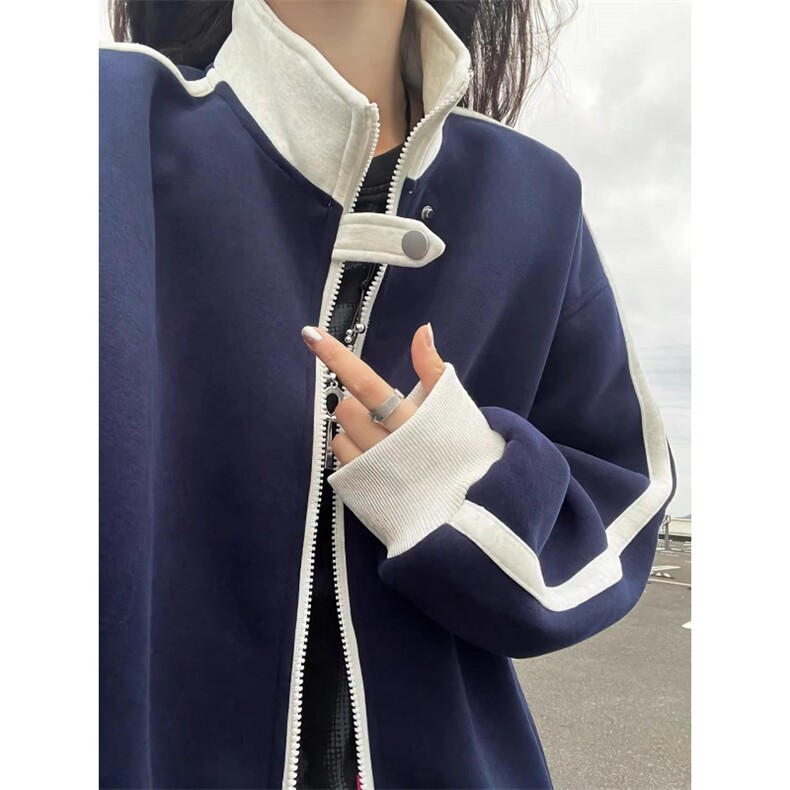 【004】纯色开衫拉链卫衣男款休闲宽松外套上衣A079-WYY0-P449,女装短外套,电商A079