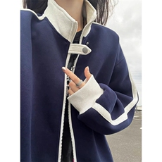 【004】纯色开衫拉链卫衣男款休闲宽松外套上衣A079-WYY0-P449，女装短外套，电商A079