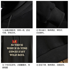 纯棉连帽卫衣男大码运动帽衫宽松薄WY2363P35加绒款-P40砖墙，男装卫衣，电商A040A