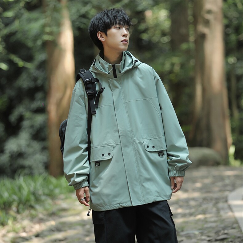新款连帽冲锋衣夹克男山系户外潮流宽松休闲外套A238-JK2305-P68,男装夹克,星座717
