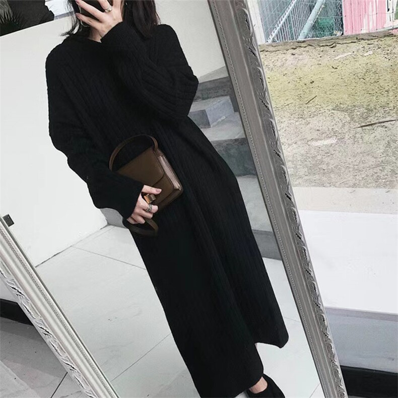 秋季大尺码宽松羊绒连帽洋装针织羊毛长版内搭保暖配大衣毛衣裙女,女装连衣裙,萱芳婷羊绒