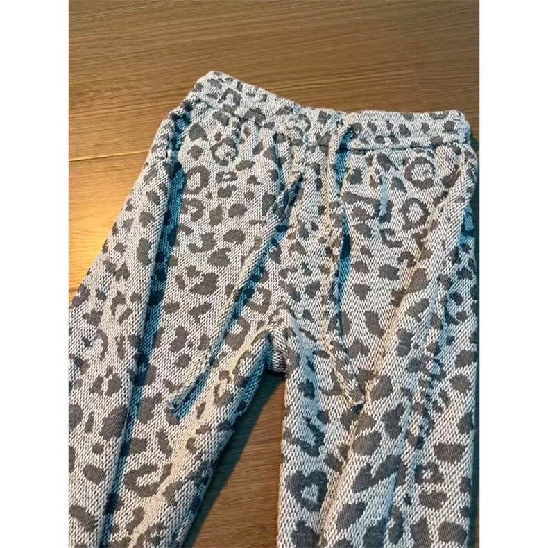 DD45TP45网图美式复古豹纹毛绒休闲裤子,男装休闲裤,电商B323A