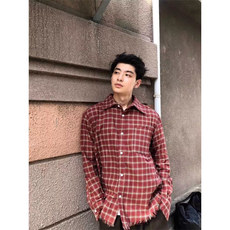 现货JY178-P54衬衫外套安可拉红秋季新款长袖宽松慵懒衬衣网图,男装夹克,星座1501-3