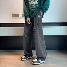 高街宽松阔腿老爹裤潮牌休闲裤美式复古破洞牛仔裤男K4531-P47，男装牛仔裤，星座512-2
