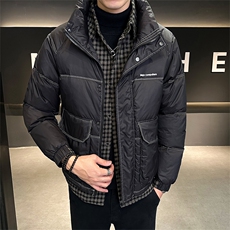 标50立领假两件冬季痞帅时尚高级感白鸭绒羽绒服YR8096-P200，男装羽绒服，电商A413