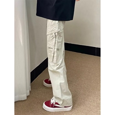 美式阔腿工装裤男宽松直筒多口袋慵懒垂感休闲裤街头滑板长裤子，男装工装外套，星座506A