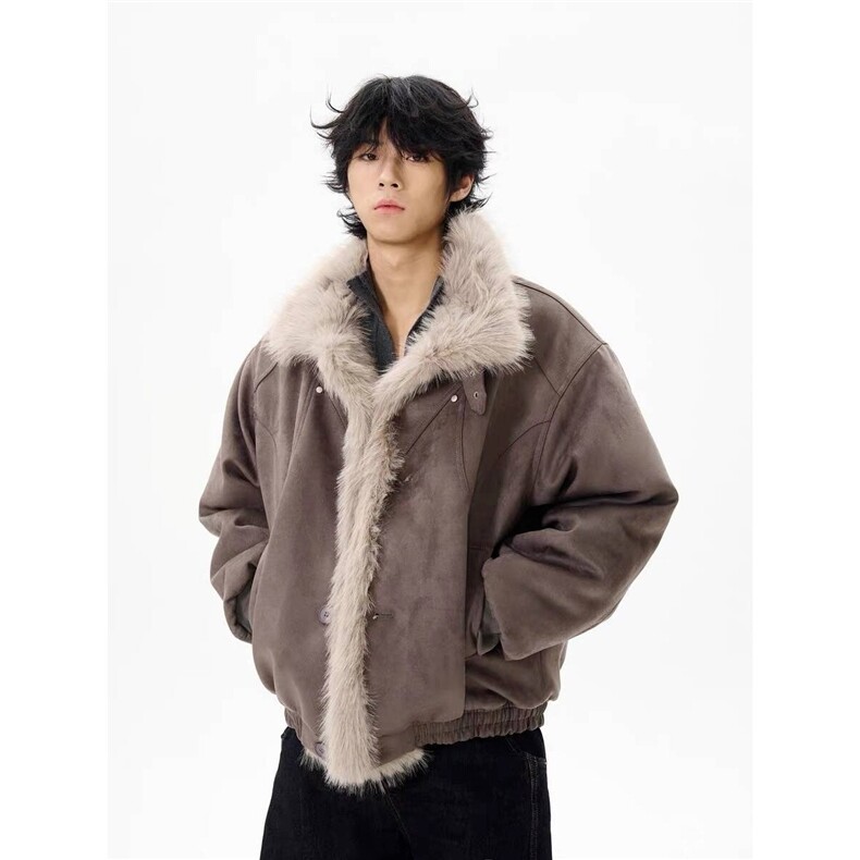 加绒加厚冬款男立领毛领棉衣座山雕棉服保暖面包服外套MY11 P105图片