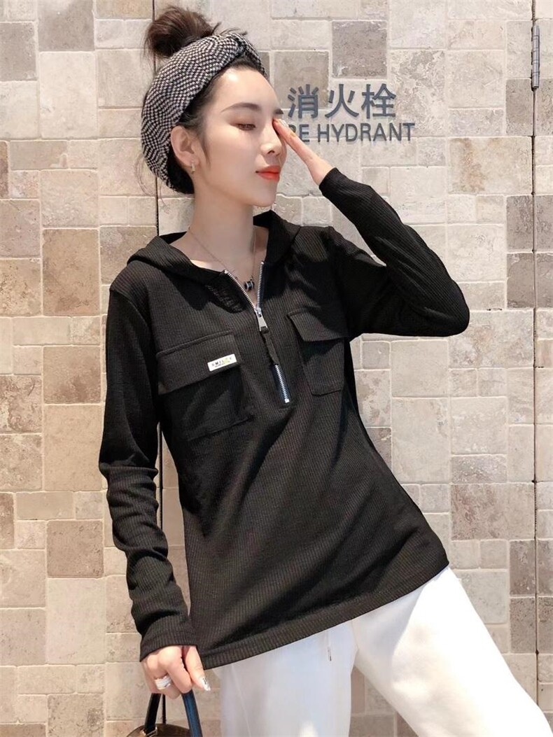 螺纹帽衫百搭款，人人补单，女装，一杭