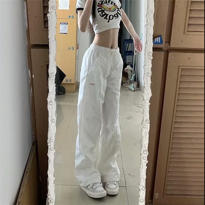现货美式复古休闲伞兵裤女街舞hiphop束脚抽绳阔腿裤子WLK244-P45,男装休闲裤,星座1008