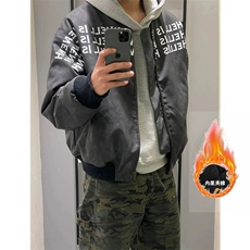 网高街立领夹克外套男女秋冬季节潮牌字母印花棉服棒球服B92-P75，男装夹克，星座910-1