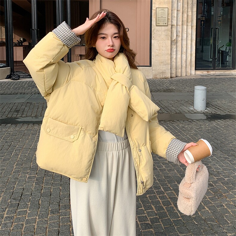 数据好  有货 黄色羽绒服 配围巾1247P275K408图片