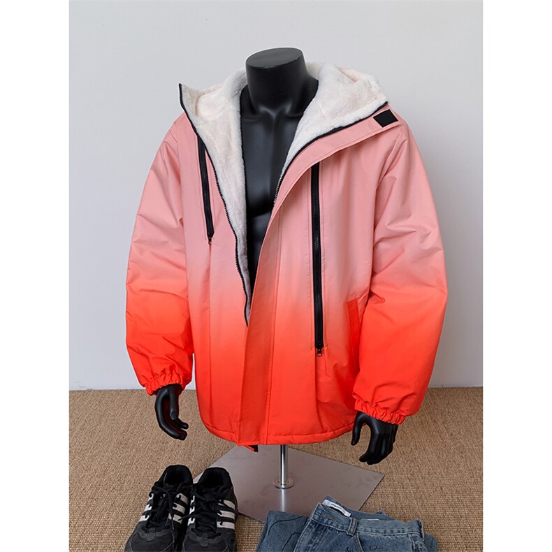 渐变三防户外冲锋衣内里600克仿兔毛潮牌棉衣XZ301AY08P128，男装夹克，星座301A