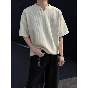 2026夏季新款美式肌理感纯色V领短袖T恤男T5123特P19建议零售价48图片