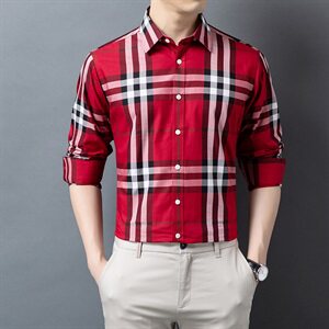 H5688钱塘2020-1爆款秋冬男士高端格子百分百纯棉衬衣舒适P88图片