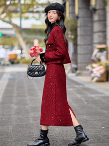 现货！！小香风套装2025秋冬新款高级感洋气法式冬裙两件套职业装图片