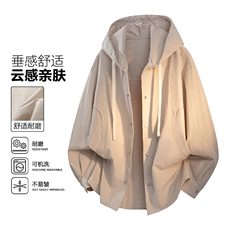 新款（跨境电商）纯色男士带帽衬衣外套，男装衬衫，星座1107-1