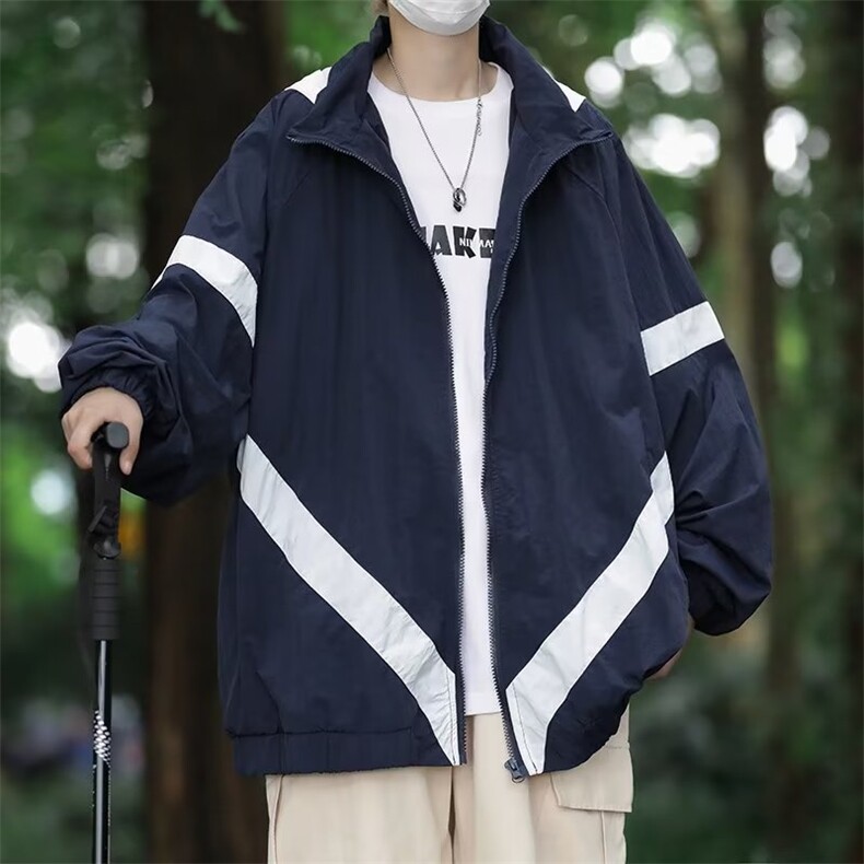 日系户外防风防水拼接连帽夹克外套男女宽松百搭冲锋衣XZ-199,男装夹克,星座1116A-1（原606A）