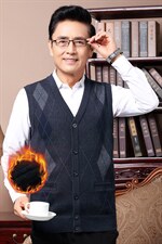春秋季无袖开衫男爸爸装印花针织衫中老年人爷爷冬季毛衣2023新款，男装针织衫/毛衣，电商B212（原钱塘6029）