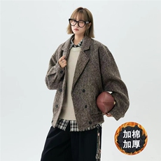 现货翻领简约CIEANFIT复古潮流加棉宽松中性外套N60-P125控178，女装短外套，电商A170