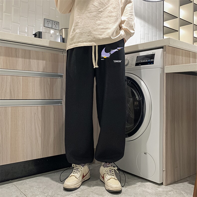 华夫格运动裤男大码抽绳休闲裤卫裤 HK78259-P35 加绒款P45图片