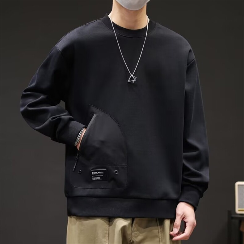 高端肌理感男士卫衣2025春秋新款宽松大码百搭休闲长袖圆领上衣潮，男装卫衣，星座1210-1