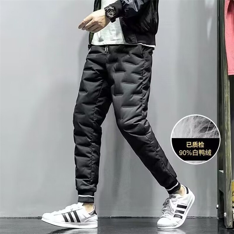 加绒加厚冬款男女羽绒棉裤保暖条纹束脚棉裤大码M-5XLha3P35,男装棉衣,星座1013-1