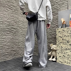 灰色男士时尚百搭直筒裤宽松韩版弯刀裤休闲裤，男装休闲裤，四季星座505