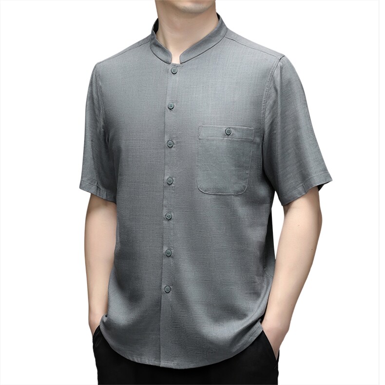夏季棉麻男士亚麻短袖t恤2023新款复古唐装休闲半袖衣服汉服男装,男装民族服装,电商B212（原钱塘6029）