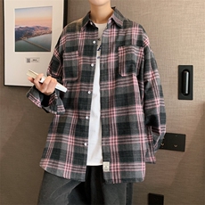 2025秋冬港风长袖格子衬衫学生衬衣校服班服CS2000/特P28粉红2，男装衬衫，电商A094
