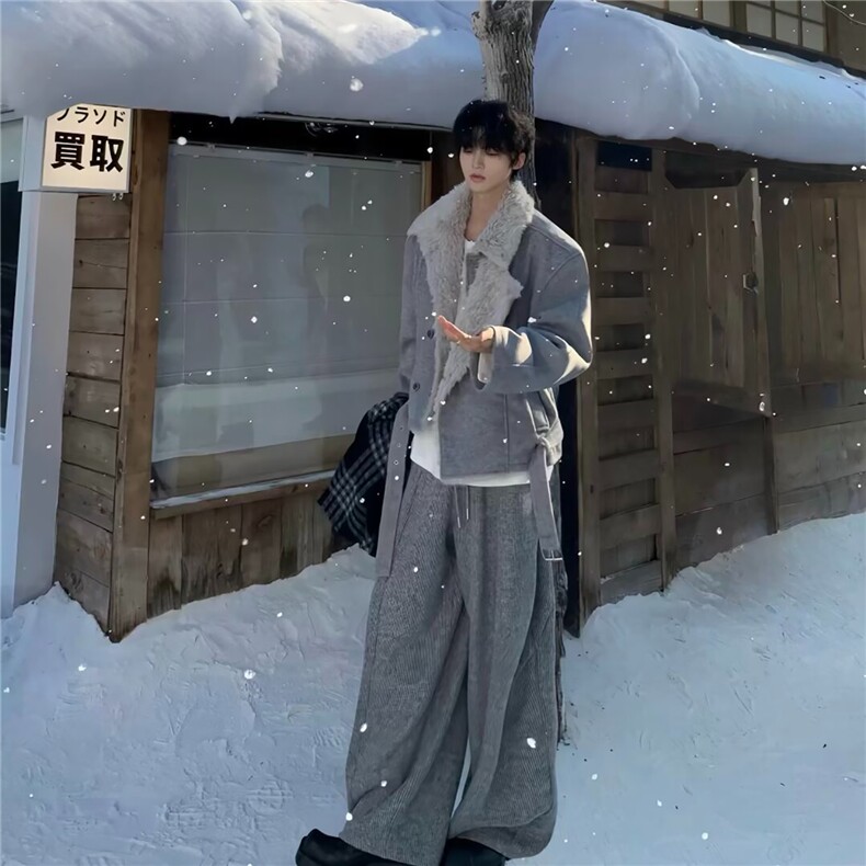 网图羊羔绒棉服高级感外套不臃肿座山雕毛领棉衣QY15040-P115,男装棉衣,电商A025