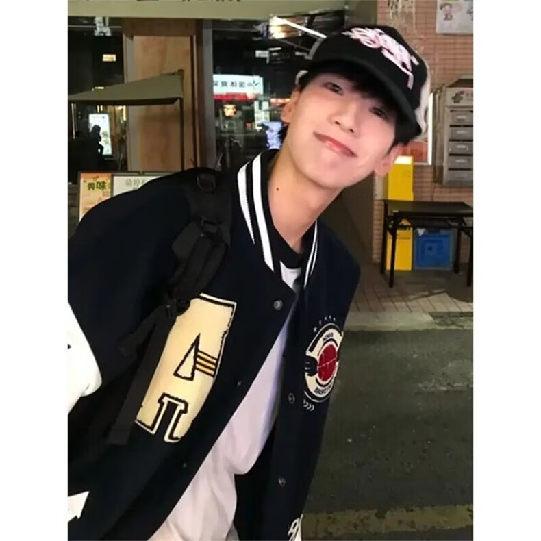 美式棒球服男女星空昵PU皮袖飞行员夹克情侣休闲宽松外套JKK18,男装夹克,星座516A