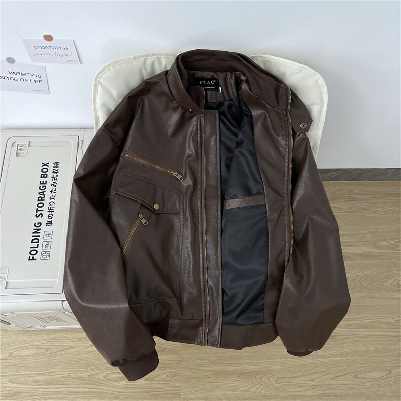 有货。皮衣夹克boxy廓形机车服外套潮W6930-P85,男装夹克,星座412-3