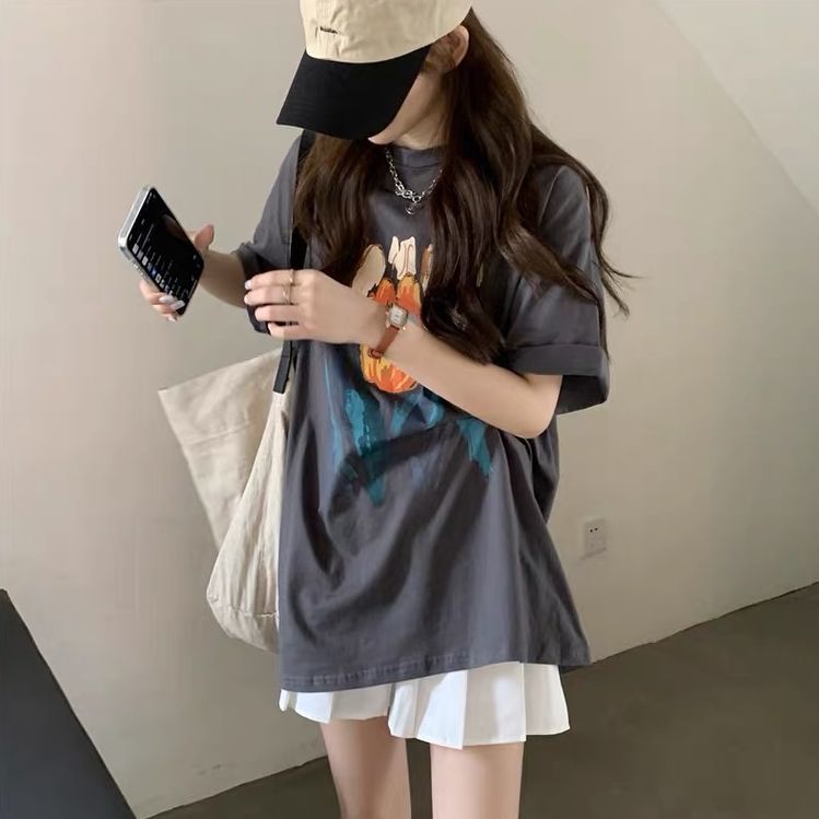 T0658-P25日系手绘郁金香印花纯棉短袖学院风学生百搭,男装T恤,星座617A-2